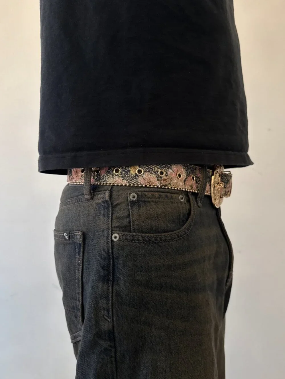 Dark Tapestry Floral Carved Western Belt
